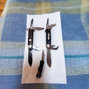 Lot Of 3 Vintage Pocket Knives Boker Tree Brand Kamp King & Imperial